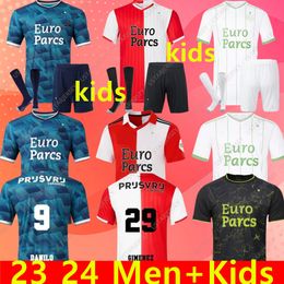 2023/2024 Jerseys de fútbol Feyenoords Kit de niños Voetbal 23/24 Camisa de fútbol Entrenamiento en casa Versión de fanático de los fanáticos Maillot Timber Danilo Dilrosun Hancko