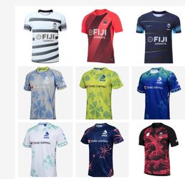2023 2024 Fiji Rugby Jerseys Equipo nacional de sietes 2023 Copa del mundo Sistema de 7 personas Hogar lejos Blanco Rojo Azul Negro S-5XL FIJIAN DRUA Manga corta 24 25