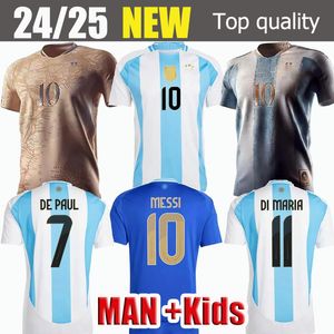 2024 2025 Argentinas Soccer Jerseys Fans Joueur Version Messis Mac Allister Dybala Di Maria Martinez de Paul Maradona Men et femmes Tironde de football pour hommes