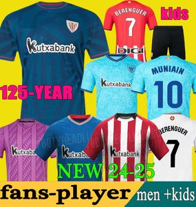 24 25 Bilbao Club Jerseys125 Aniversario 2024 2025 Atlética Aduriz Guruzeta Williams Muniain Paredes Berenguer Ander O. Sancet Men Kits Kit de fútbol Camisa de fútbol
