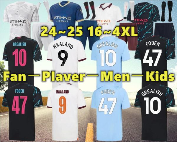 2023/2024 Haaland Mans Cities Soccer Jersey 2024 Chino Año Nuevo Dragón Kovacic Grealish de Bruyne J. Alvarez Bernardo Mens Foden Rodrigo Doku Camisa de fútbol Kit para niños