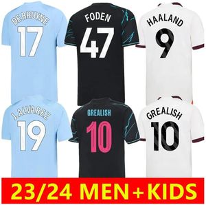 2023 2024 Haaland Soccer Jerseys de Bruyne Mans Cities Grealish Kovacic Foden Ferran 23/24 Men Kids Football Shirt Uniforms Rodrigo J.Alvarez