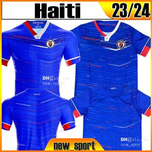 2023 2024 Maillots de football de l'équipe nationale de football d'Haïti Version des fans Accueil Maillot de football bleu à manches courtes Uniformes pour adultes Hommes S-XXL