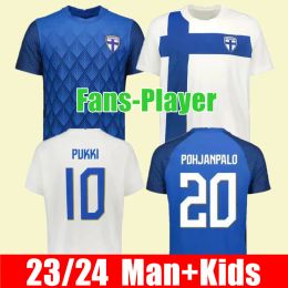 2023 2024 Thuis weg Finland Voetbalshirts 22/23 Hoe Pukki Skrabb Raitala Pohjanpalo Kamara Sallstrom Jensen Lod National Tea Voetbalshirt