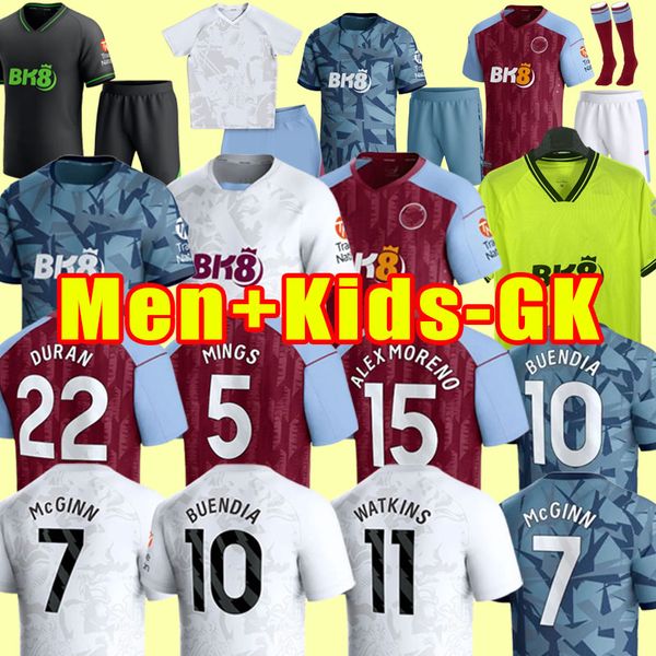 2023 2024 Home Red Soccer Jerseys KAMARA WATKINS BUENDIA 23 24 McGINN EL GHAZI DOUGLAS LUIZ MINGS KONSA CASH Chemise de football hommes kit enfants Villa gardien de but