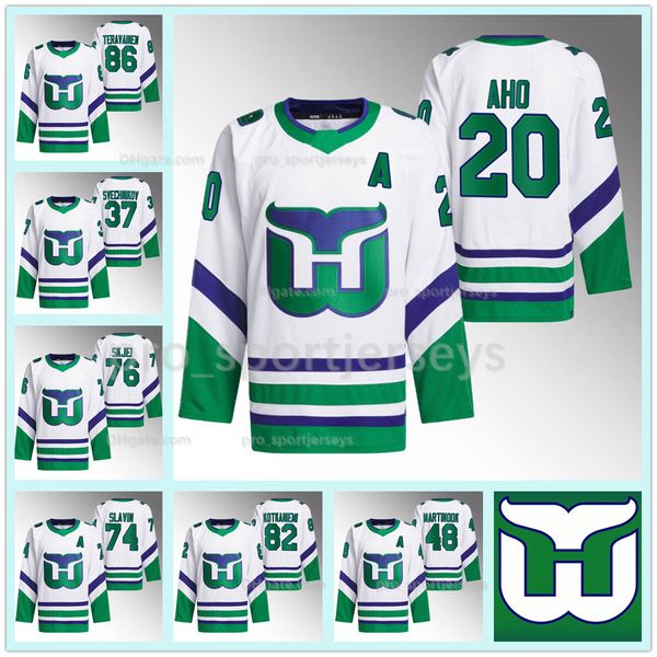 2023-2024 Huracanes Hartford Whalers Jersey Staal Sebastian Aho Andrei Svechnikov Brent Burns Andersen Jaccob Slavin Martin Necas Seth Jarvis Jesperi Kotkaniemi