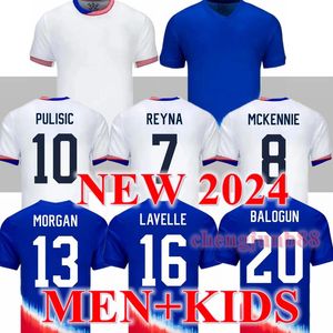 S-4XL 24 25 PULISIC MCKENNIE Maillot de football ERTZ ALTIDORE PRESS WOOD MORGAN LLOYD 2024 2025 Maillot de football américain États-Unis Camisetas USA USMNT PLAYER KIDS Kit