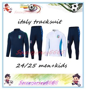 2024 2025 Italië Tracksuit Mens Kids Soccer Jersey Kit Italia voetbalsets 24 25 Volledige rits voetbaltrainingspak Trainingspak Jacket Chandal Futbol Survetement