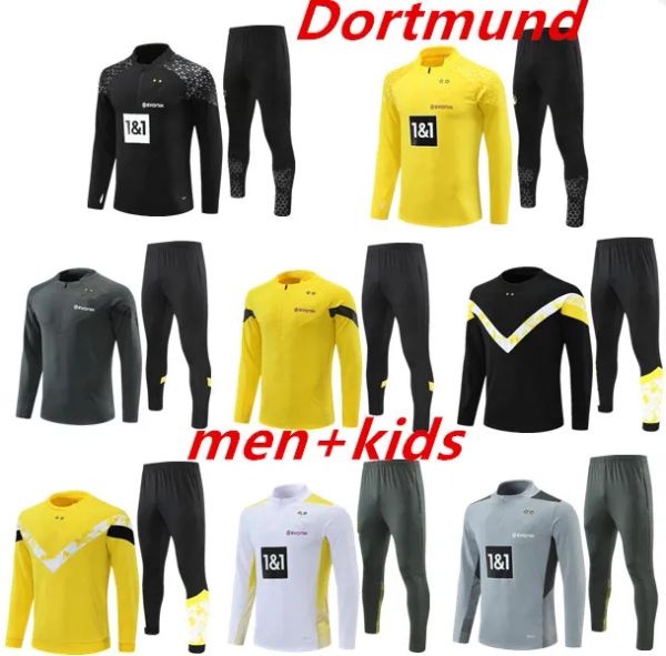 2023 2024 enfants et homme Borussia Dortmund veste de survêtement ensembles de football REUS BELLINGHAM costume d'entraînement ensemble de football Survetement hommes vêtements de sport