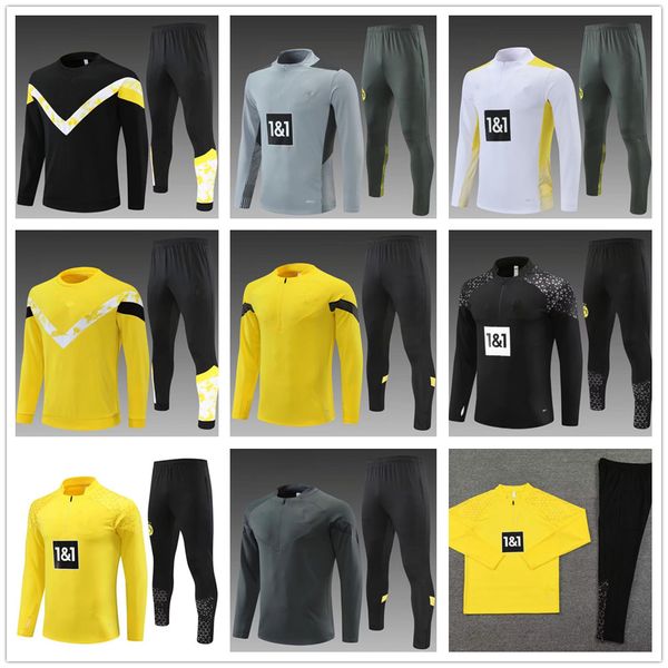 2023 2024 niños y hombre Borussia Dortmund chaqueta de chándal conjuntos de fútbol REUS BELLINGHAM traje de entrenamiento conjunto de fútbol Survetement 23/24 hombres ropa deportiva