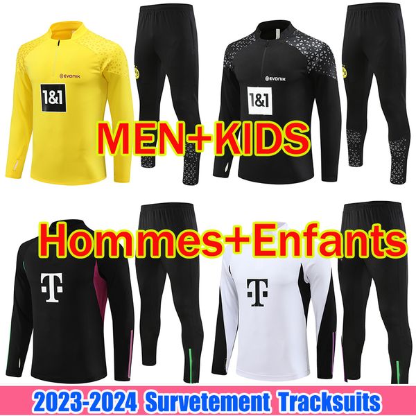 2023 2024 Enfants et hommes Borussia Germanys Veste de survêtement Ensembles de football REUS BELLINGHAM MULLER GNABRY Costume d'entraînement Ensemble de football Survetement 22/23/24 Vêtements de sport pour hommes