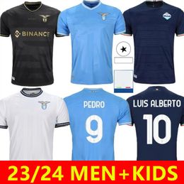 2023 2024 Lazio Immobile Camisas de futebol 10º aniversário Maglie 23/24 ROMAGNOLI IMMOBILE LUIS BASTOS SERGEJ BADELJ LUCAS J.CORREA ZACCAGNI Homens / crianças camisas de futebol