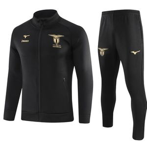 2023 2024 Veste de football Lazio Survêtements Survetement noir Vestes de football à fermeture éclair longue Combinaison d'entraînement sportif 23 24 Ensembles de vêtements de sport à manches longues pour hommes