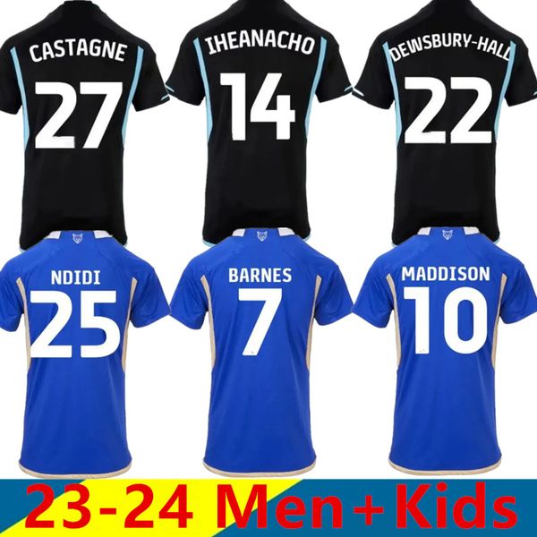 2023 2024 Leicester Soccer Jerseys à domicile 3ème BARNES Tielemans VARDY MADDISON IHEANACHO NDIDI DAKA LOOKMAN 2023 2024 City Vardy homme kit enfants maillot de football