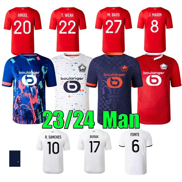 2023 2024 Lille OSC Soccer Jerseys YAZICI OUNAS ZHEGROVA 23 24 J DAVID ANGEL ANDRE Accueil Troisième maillot de football CABELLA M.BAYO HARALDSSON Adulte Hommes Enfants Kit Uniforme