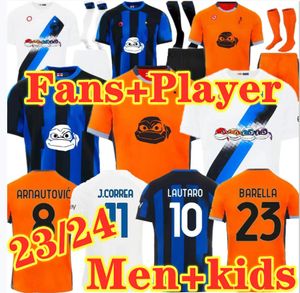 2023 2024 LUKAKU Inters Milans Soccer Jerseys BROZOVIC Calcio BARELLA Kit 23 24 DZEKO J.CORREA LAUTARO J.CORREA BELLANOVA BARELLA hommes enfants ensemble maillots de football