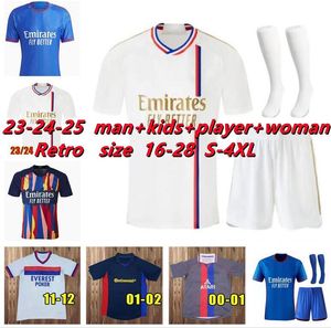 2023 2024 Lyonnais Lyon Maillot de Foot Camisetas de fútbol CAQUERET TOLISSO JEFFINHO OL AOUAR TAGLIAFICO 00 01 02 Camisetas de fútbol retro BENZEMA 10 TRAORE Man Kids Kits