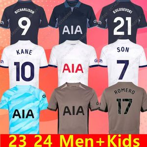 2023 2024 Maddison Son Soccer Jerseys Romero Richarlison Kulusevski 23 24 Van de Ven Bissouma Johnson Tottenham Kit de football Kit Spurs Top Men Kids Set Set Set