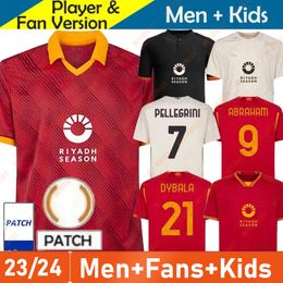 2024 2025 Maglia Romas Fourth 24 25 Football Jersey Kids Kit Home Away Third 3rd Red Football Shirt Calcio Maglietta Mens Player Edition Pellegrini Abraham Dybala