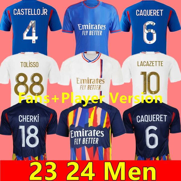2023 2024 Maillot de foot Jerseys Lyonnais CAQUERET TOLISSO JEFFINHO OL AOUAR TAGLIAFICO Fans Player Football Shirts 23 24 TRAORE SARR homme lyon