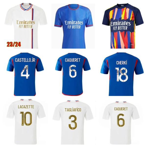 2023 2024 Jerseys de fútbol Maillot de Foot Lyonnais Caqueret Tolisso Jeffinho Ol Aouar Tagliafico Fans camisas de fútbol 23 24 Traore Sarr Man Lyon