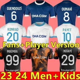 2023 2024 MAILLOT MARSEILLES Jersey Foot Foot Gudouzi Payet Alexis Clauss Fútbol Camisetas Men Kids Vereto bajo Om Olympique Vitinha Soccer Jerseys