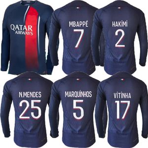 2023 2024 Maillot Paris MBAPPE Maillots de football 23 24 NEYMAR SERGIO RAMOS maillots de football hommes HAKIMI L PAREDES MARQUINHOS VERRATTI maillot Manches longues