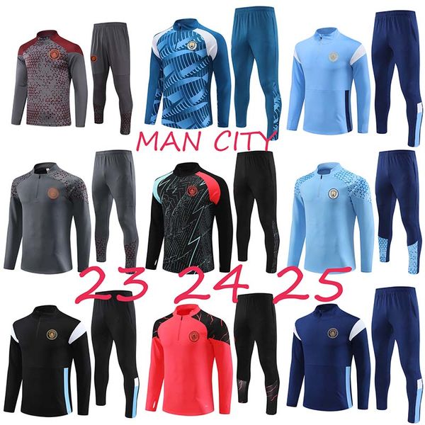 2023 2024 Man City Soccer Jerseys Football Tracks Course Hommes et enfants 23 24 Haaland de Bruyne Phillips Kits de formation Grealish Sterling Ferran Mahrez Foden