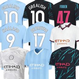 2023 2024 man citys voetbalshirts voor heren en kinderen met Haaland Mahrez Grealish De Bruyne en Foden voetbalshirt