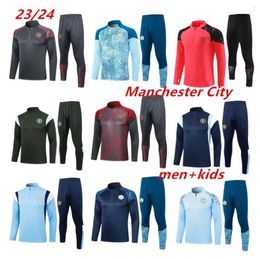 2023 2024 trainingspak voor heren City HAALAND Trainingspak met halve rits HEREN Kinderen 22/23/24 Sportkleding met lange mouwen Voetbal Trainingskleding Jongens Survatment Foot chandal