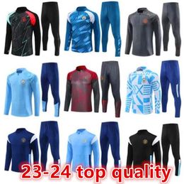 2023 2024 Survêtement homme City HAALAND Combinaison d'entraînement demi-zip HOMMES Enfants 22/23/24 Manches longues Sportswear Football 2023 2024 Garçons Filles Survatment Foot Chandal 66666