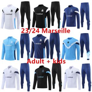 2023 2024 Marseille Kids and Adult Tracksuit Milik Payet Marseille Training Suit Vest Maillot 23 24 Payet Alexis Om Man Man