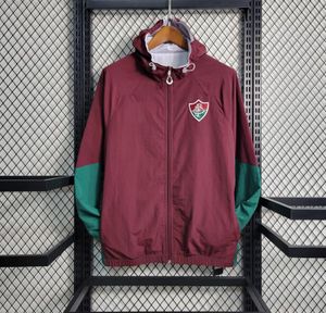 2023 2024 Hommes Fluminense Veste de football imperméable à manches longues Football Full Zipper Survêtements à capuche Coupe-vent 23 24 Sweat à capuche Vestes de football Manteau Sweate