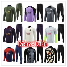 2023 2024 Paris Kids Survêtements Survêtement Chandal 22 23 24 PSGes Mbappe Kit Survetement Foot Tuta Veste Rétro Futbol Survêtement De Football Football Hommes Et Enfants Ensemble