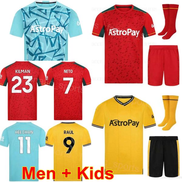 2023 2024 Hommes Jeunes Soccer 11 Hwang Hee-Chan Jerseys Club Team 12 Matheus Cunha 17 Hugo Bueno 1 JOSE SA 7 Pedro Neto 9 Raul Jimenez Kits de maillots de football Uniforme LangDui