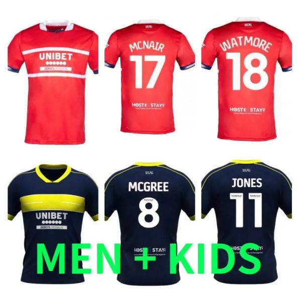 2023 2024 Middlesbrough Soccer Jerseys Accueil 23 24 Tavernier Payero Howson Mcnair Bola Birmingham Football Shirt Uniformes Hommes Enfants Kit Chemise 666