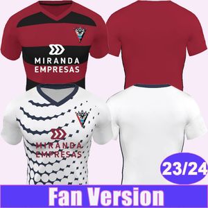 2023 2024 Mirandes Maillots de football pour hommes A. REINA CARLOS MARTIN BAEZA DAVID V. BARBU S. BARCIA TACHI ALVARO SANZ Chemises de football à domicile