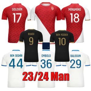 2023 2024 Mónaco AS Soccer Jerseys BEN YEDDER EMBOLO BOADU 23 24 M.CAMARA GOLOVIN Home Away Tercera camiseta de fútbol FOFANA C.HENRIQUE ZAKARIA Hombres Kit uniforme