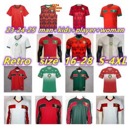 2023 2024 Camisetas de fútbol marroquíes HAKIMI Maillot Marocain ZIYECH EN-NESYRI BELHANDA 23 24 Camisetas de fútbol retro Hombres Kit para niños HARIT SAISS IDRISSI BOUFAL Jersey Maroc