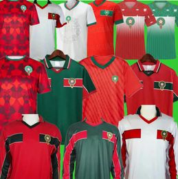 2023 2024 Maroc Soccer Jerseys Accueil Rouge Blanc Blanc HAKIMI ZIYECH ALIOUI MUNIR Qualité 22 23 24 Maillots de foot Maillot Maroc rétro 1994 1998 manches longues