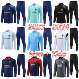 PSGes trainingspakken 2023 2024 MaRseillEs voetbaltenues voor kinderen Paris Mbappe heren voetbal trainingspak 23 24 jongens voetbal trainingspak survetement foot chandal futbol