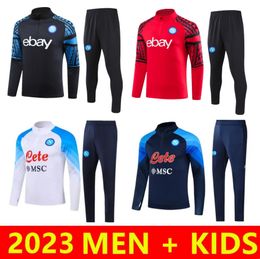 2023 2024 Survêtement de football Napoli Veste d'avant-match KVARATSKHELIA OSIMHEN 23/24 SSC Naples jogging Strike Drill Costume d'entraînement de football Hommes Enfants Futbol Chandal