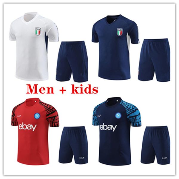 2023 2024 Napoli Soccer Jerseys Kits Barca Training Suit 23 24 Milans Camiseta DE FOOT Italie Manches courtes Sportswear Sweat-shirt hommes et enfants