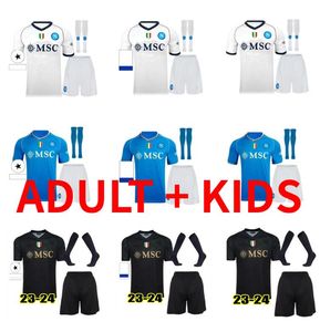 2023 2024 Napoli Soccer Jerseys Maradona Lozano Kvaratskhelia 23 24 SSC Naples Maglia Anguissa Osimhen Men Kid Kit Socks Full