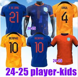 2023 2024 Pays-Bas MEMPHIS Soccer Jersey 2324 Holland Club Jersey DE JONG VIRGIL DUMFRIES 24 25 BERGVIJN Chemise KLAASSEN BLIND DE LIGT hommes enfants kit maillot de football