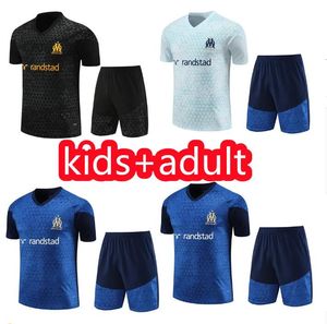 2023 2024 Nouveaux enfants Hommes Marseilles Trascksuit PAYET Soccer Jersey Training Suit 23 24 Olympique de Marseille Survetement Maillot Football Manches courtes Sportswear