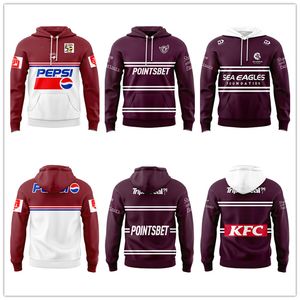 2023 2024 Nuevo Manly Warringah Sea Eagles Rugby Sudadera con capucha Ropa deportiva para hombres Jersey Sudaderas con capucha para exteriores