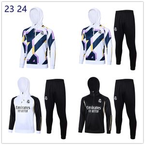 2023 2024 Nuevo entrenamiento para hombres Manga larga Media sudadera con capucha Jersey popular Real MAdrIDS Camisa de entrenamiento Ropa Conjunto deportivo para adultos y niños