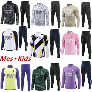 2023 2024 Nouveau Real Madrids Half Pull Survêtements à manches longues Broderie Costume d'entraînement de haute qualité 23 24 Formation de football Vêtements pour hommes Kit de chemise de jogging en plein air