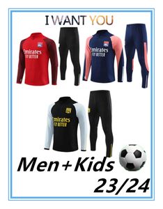 2023 2024 Nieuwste Lyons Adult S-XXL Kids 10-18 Half Pull Soccer Tracksuit 23 24 Lyonnais L.Paqueta OL Aouar voetbaltraining Draag Jogging Sweatshirt Set